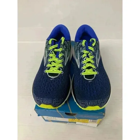 -648 Brooks Ghost 11, Blue/Yellow, Mens Running Shoes-US 7.5 Mens