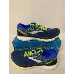 -648 Brooks Ghost 11, Blue/Yellow, Mens Running Shoes-US 7.5 Mens