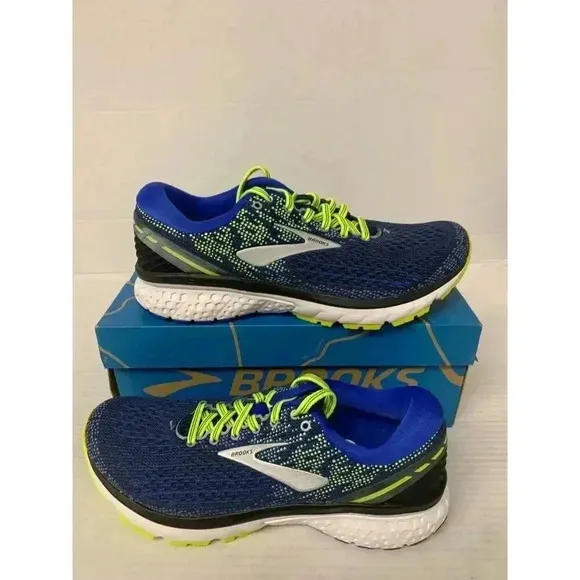 -648 Brooks Ghost 11, Blue/Yellow, Mens Running Shoes-US 7.5 Mens