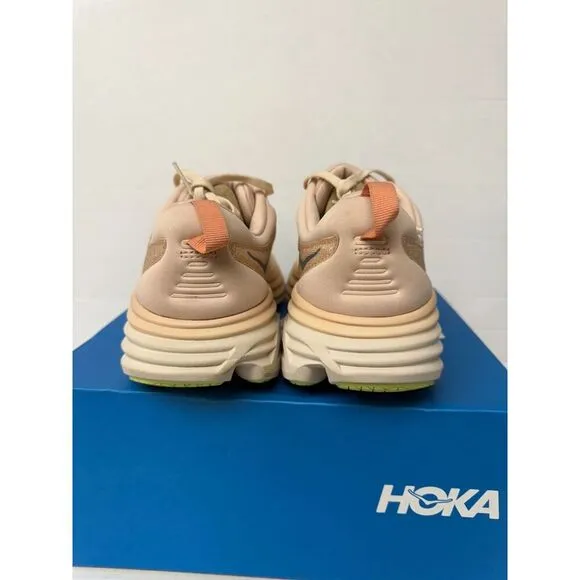 -900 Hoka Bondi 8, Orange/Cream, Womens Running Shoes-US 9.5 Womens