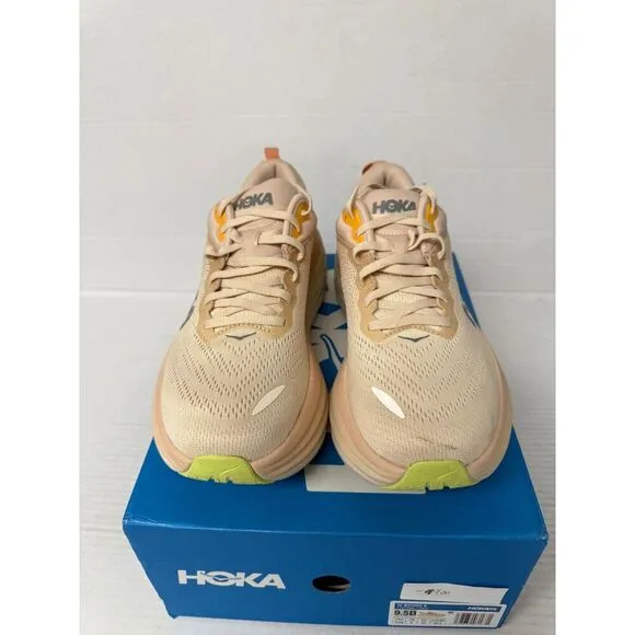 -900 Hoka Bondi 8, Orange/Cream, Womens Running Shoes-US 9.5 Womens