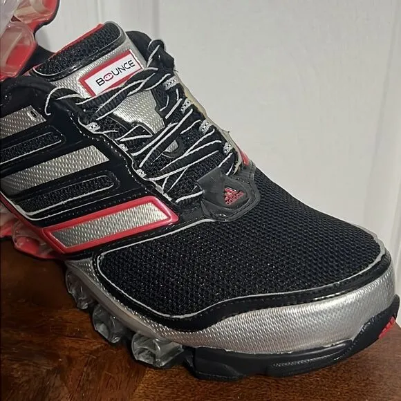 🔥🔥 ADIDAS BOUNCE RUNNING SHOES - Black/Silver/Red - Men Sz 8 - EUC No Flaws