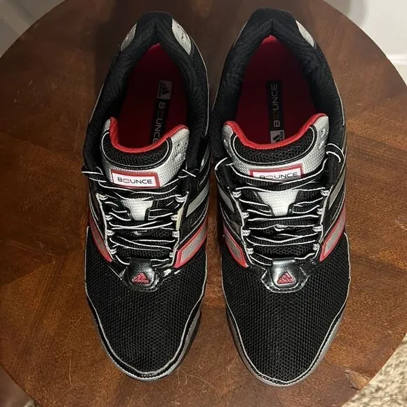 🔥🔥 ADIDAS BOUNCE RUNNING SHOES - Black/Silver/Red - Men Sz 8 - EUC No Flaws