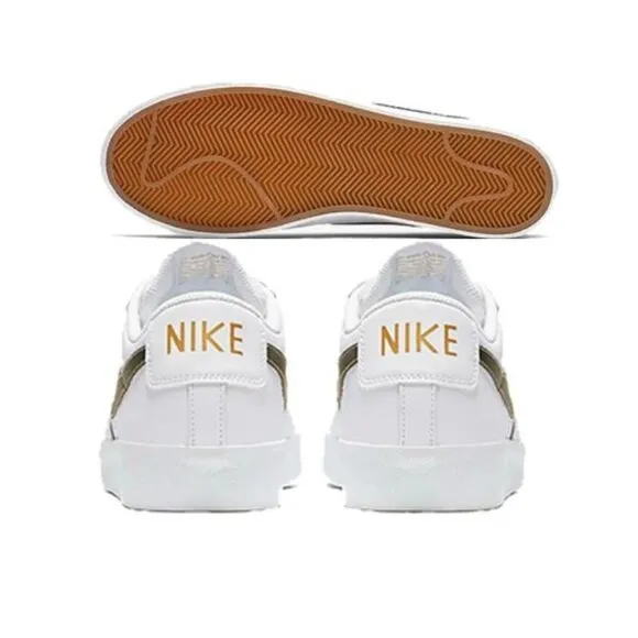 🤩 Nike Blazer Low Premium Sz 11.5 Womens Shoes White Metallic Gold BQ7460-101