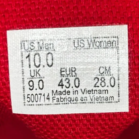 🔴 VANS OLD SKOOL Men`s Size 10 Translucent Red Walking Shoes 500714