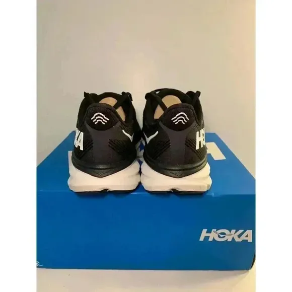 .1415 Hoka Clifton 9, Black/White, Womens Running Shoes-US 9.5 Womens