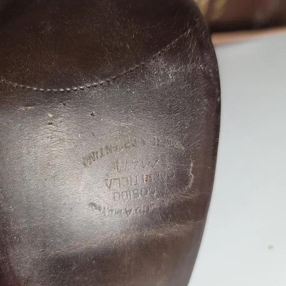 1970s Perfect Made in Argentina Leather Brass Scroll Pump Vintage Rare S…