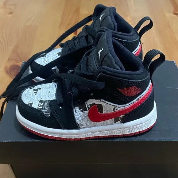 2019 Nike Air Jordan Retro 1 &quot;Newspaper Air Time&quot; Toddler Shoes Size 5C w/Box