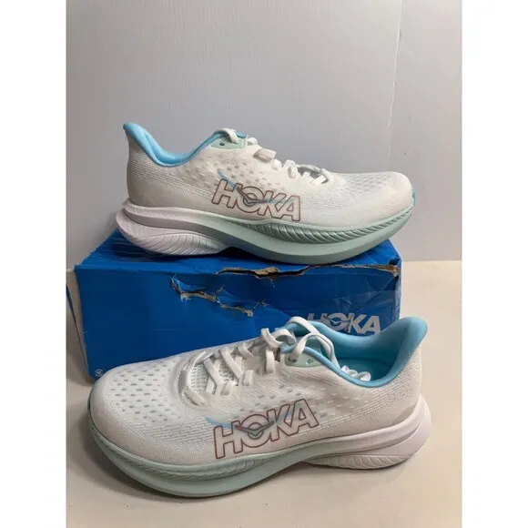.6024 Hoka Mach 6, White/Blue, Womens Running Shoes-US 9 Womens