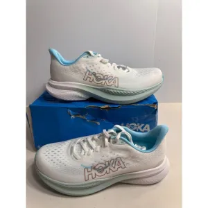 .6024 Hoka Mach 6, White/Blue, Womens Running Shoes-US 9 Womens