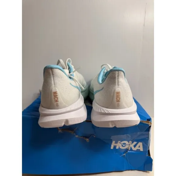 .6024 Hoka Mach 6, White/Blue, Womens Running Shoes-US 9 Womens