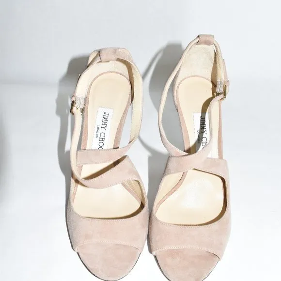 $750 JIMMY CHOO Emily Cross Strap leather SANDAL 38.5 (SE26)