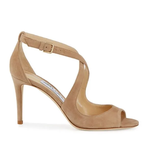 $750 JIMMY CHOO Emily Cross Strap leather SANDAL 38.5 (SE26)