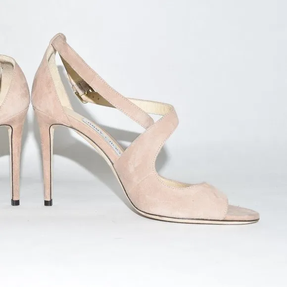 $750 JIMMY CHOO Emily Cross Strap leather SANDAL 38.5 (SE26)