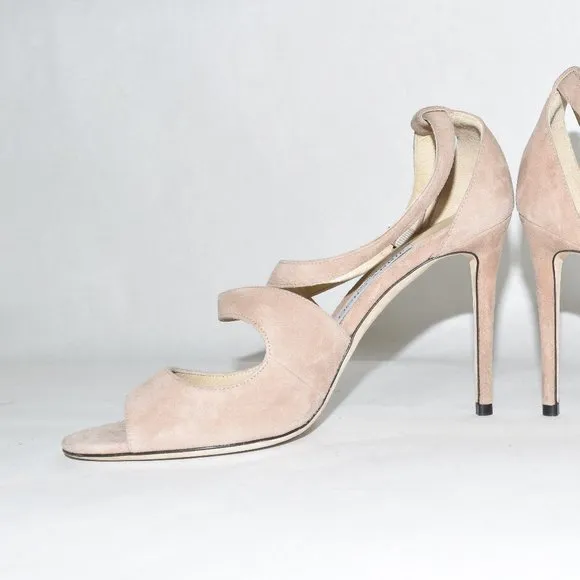 $750 JIMMY CHOO Emily Cross Strap leather SANDAL 38.5 (SE26)