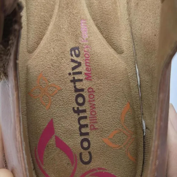 973 Comfortiva Size 10M Pillowtop Memory Foam Brown Shoes