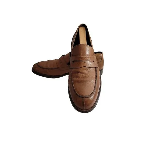 A. TESTONI Dress Shoes Loafers Men's Sz 10M Tan Leather Slip-On