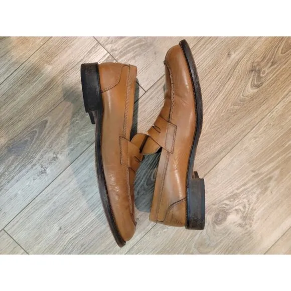 A. TESTONI Dress Shoes Loafers Men's Sz 10M Tan Leather Slip-On