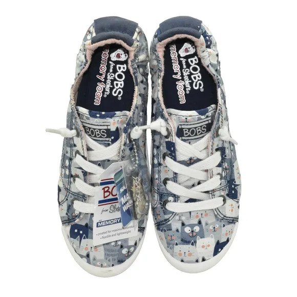 A6 NIB BOBS FROM SKECHERS Kitty Concert Navy Memory Foam Shoes 31974 Size 6