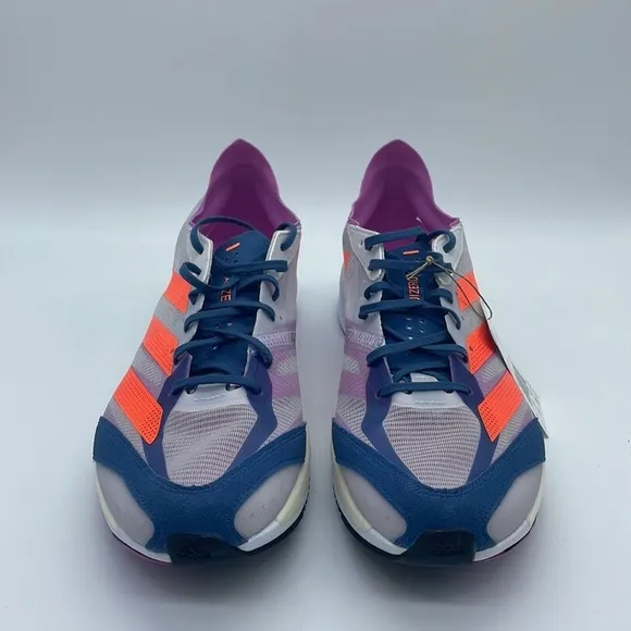 ADIDAS ADIZERO ADIOS 7 RUNNING SHOES (GX6647 ) Sz 11 GRAY PURPLE ORANGE