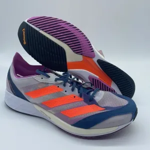 ADIDAS ADIZERO ADIOS 7 RUNNING SHOES (GX6647 ) Sz 11 GRAY PURPLE ORANGE