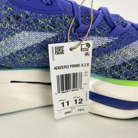 Adidas Adizero Prime X 2 Strung Cobalt Blue Lucid Lemon Running Shoes 11 IF1209