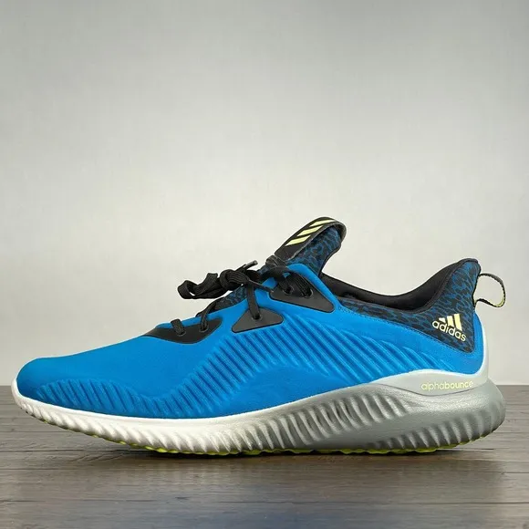 adidas alphaBOUNCE Mens 10 Blue Pull-On Running Shoes Gym Workout Athleisure