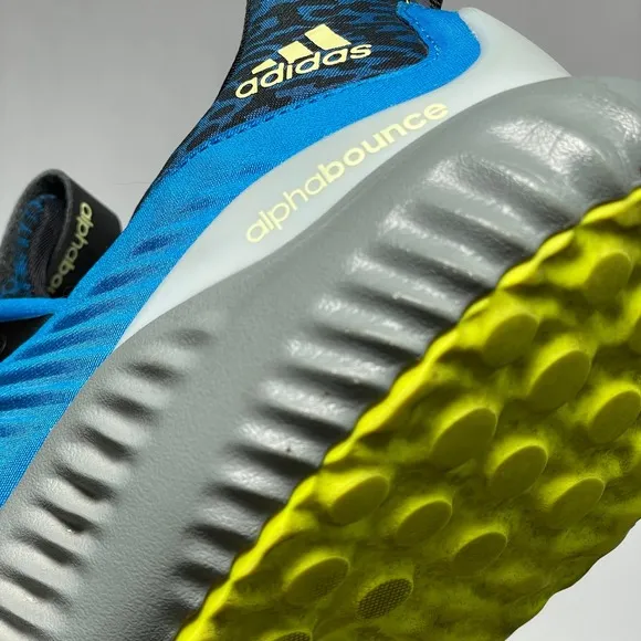 adidas alphaBOUNCE Mens 10 Blue Pull-On Running Shoes Gym Workout Athleisure
