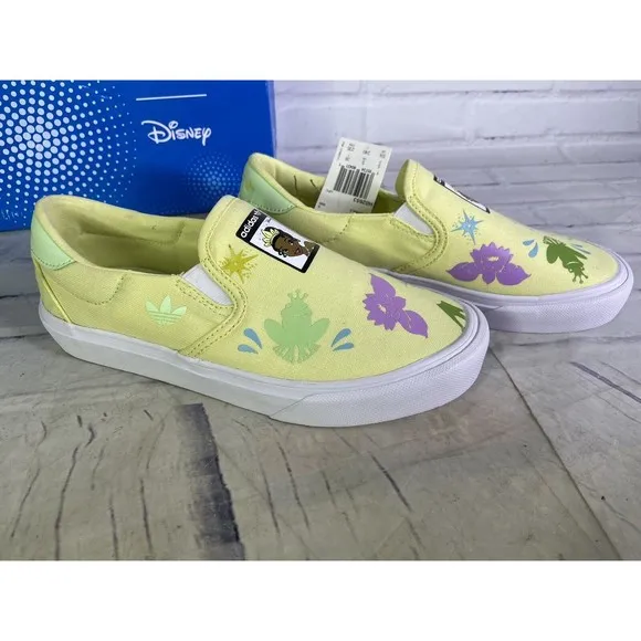 Adidas Court Rallye Slip On Disney Princess Tiana Youth Girls Sneakers Shoes 5.5