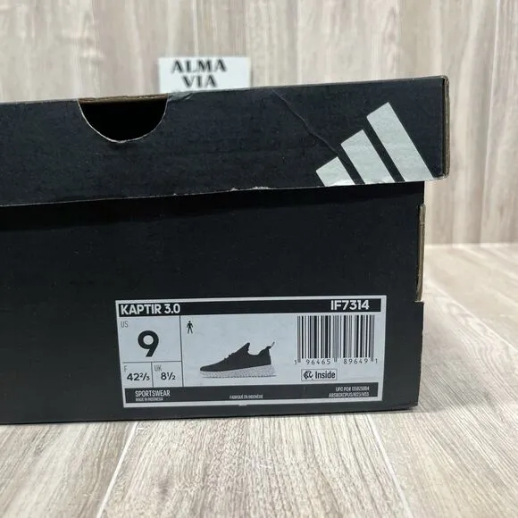 Adidas Kaptir 3.0 Black White Running Shoes Sneakers IF7314 Men’s Size 9