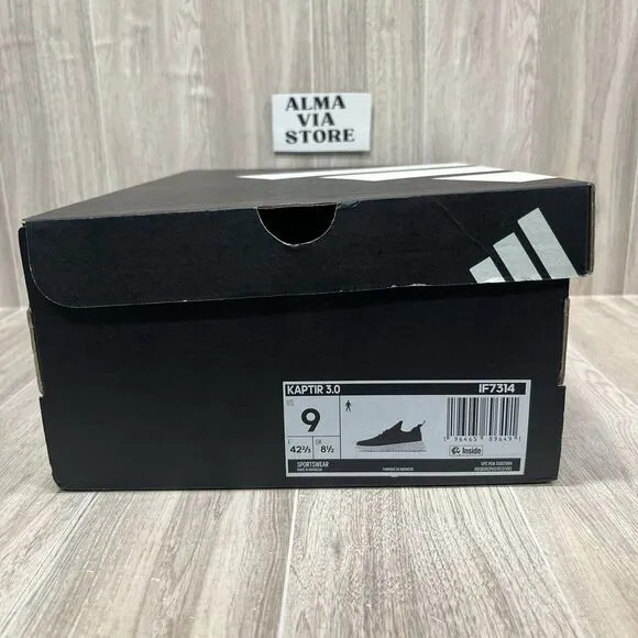 Adidas Kaptir 3.0 Black White Running Shoes Sneakers IF7314 Men’s Size 9