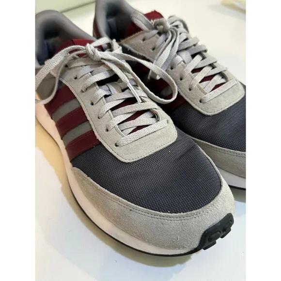 Adidas Men's Gray &amp; Red Lifestyle Running Lace Up Trainers Shoes Size 11