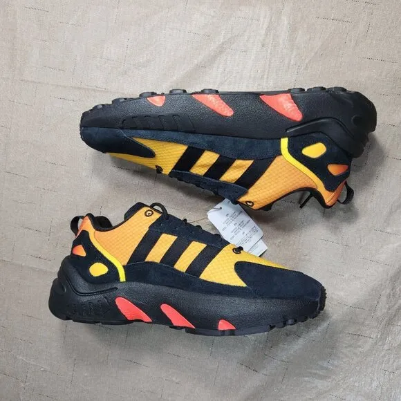 Adidas Men's Size 9 M ZX Boost 22 Casual Lifestyle Black Orange Sneaker  876-1