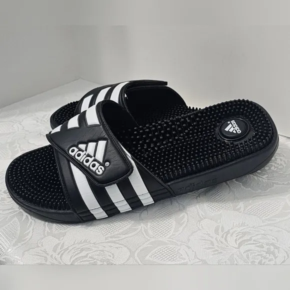Adidas Men's Slide Sandals Black/White Slip on Size 12