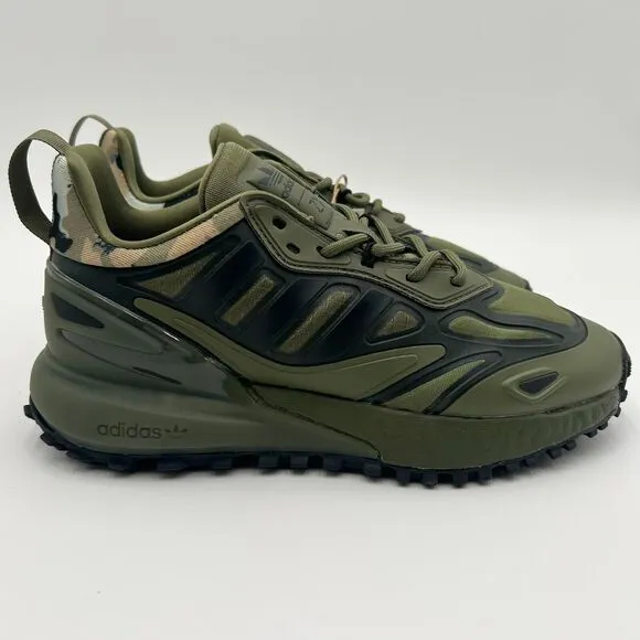 Adidas Men's ZX 2K Boost 2.0 TRAIL Olive Black Training Shoes Size 5