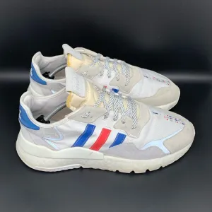 Adidas Nite Jogger White Blue Red Running Shoes FV3585 Men's Sz 12
