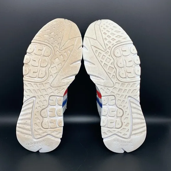 Adidas Nite Jogger White Blue Red Running Shoes FV3585 Men's Sz 12