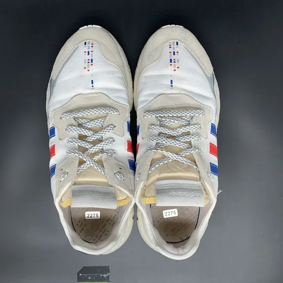 Adidas Nite Jogger White Blue Red Running Shoes FV3585 Men's Sz 12