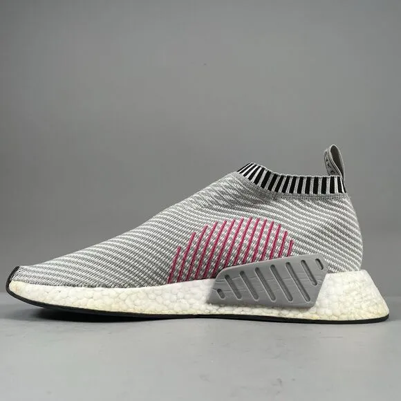 Adidas NMD CS2 Primeknit Men’s Size 9.5 Dark Grey Pink Running Sneakers Shoe EUC
