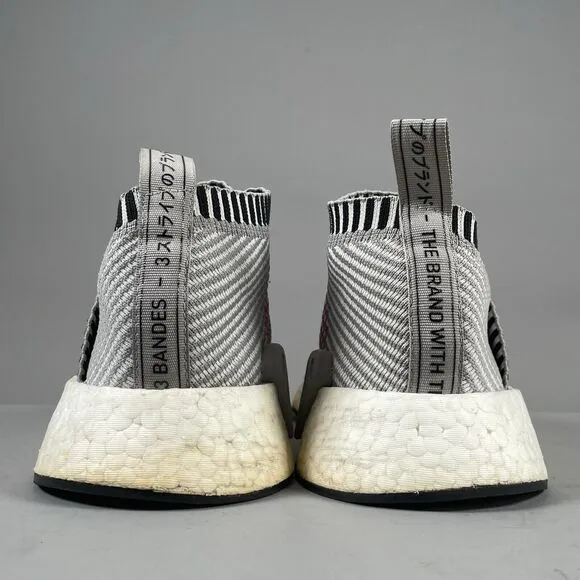Adidas NMD CS2 Primeknit Men’s Size 9.5 Dark Grey Pink Running Sneakers Shoe EUC
