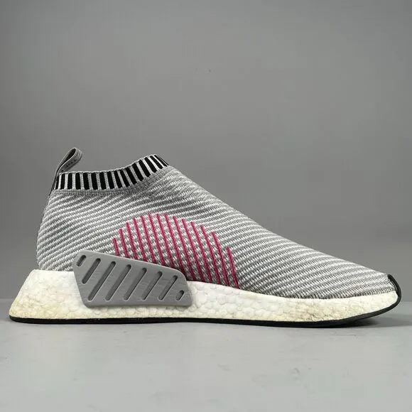 Adidas NMD CS2 Primeknit Men’s Size 9.5 Dark Grey Pink Running Sneakers Shoe EUC
