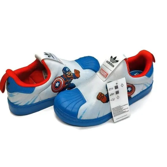 adidas Originals Superstar 360 C Slip On Shoes Marvel Captain America Size 2.5