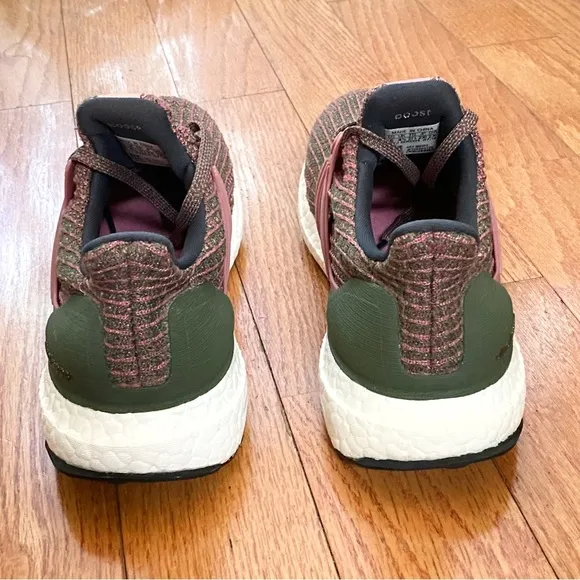 Adidas pink olive green ultraboost ultra boost DNA knit lace up sneakers shoes