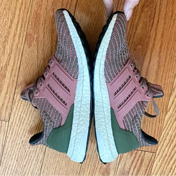 Adidas pink olive green ultraboost ultra boost DNA knit lace up sneakers shoes