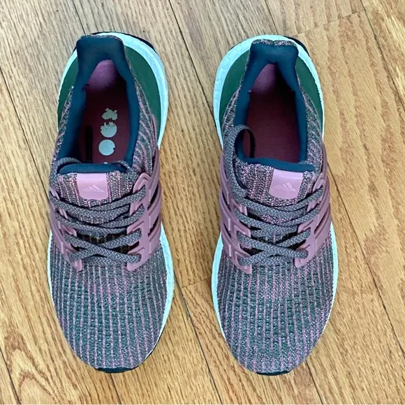 Adidas pink olive green ultraboost ultra boost DNA knit lace up sneakers shoes