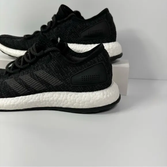 ADIDAS PUREBOOST CORE BLACK MENS RUNNING SHOES SIZE 9.5 PRIMEKNIT GRAY WHITE NEW