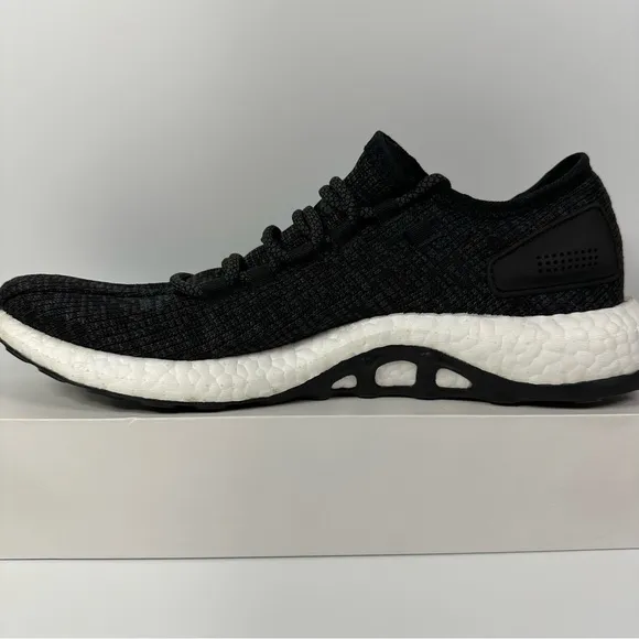 ADIDAS PUREBOOST CORE BLACK MENS RUNNING SHOES SIZE 9.5 PRIMEKNIT GRAY WHITE NEW