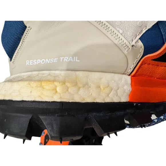 Adidas Response Trail Boost Mens BB1657 Orange Blue Sneakers Shoes Size 7.5