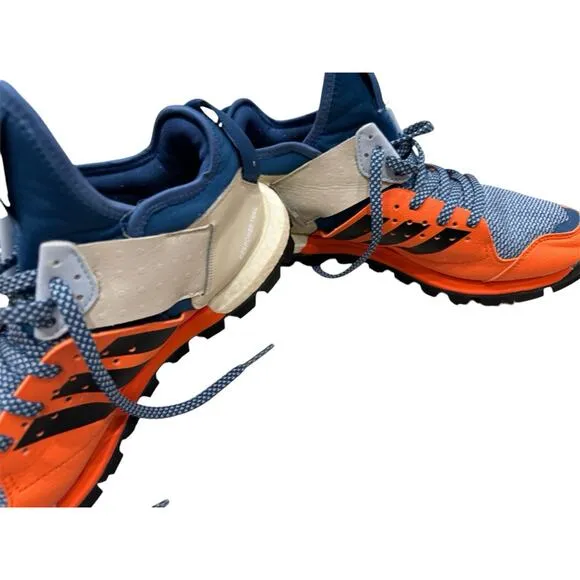 Adidas Response Trail Boost Mens BB1657 Orange Blue Sneakers Shoes Size 7.5