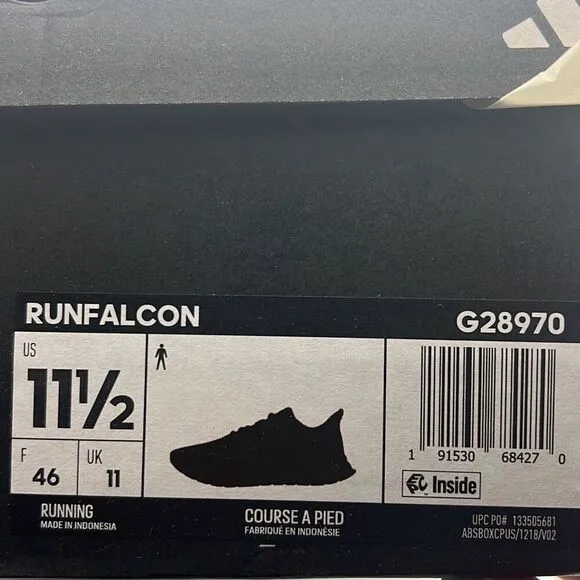 Adidas Runfalcon casual running walking shoes triple black G28970 Men 11.5 NWB